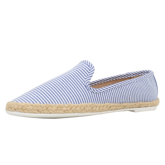 Blue Stripe Espadrille Loafer Slip On Shoes - Picture 4 of 6